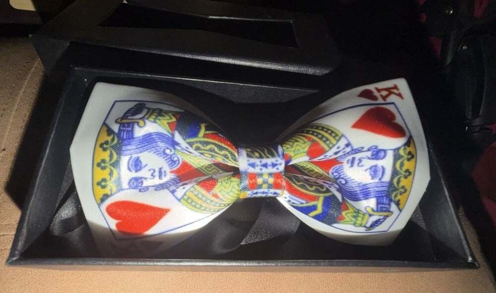 Playing Card King of Hearts Bow Tie in Gift Box